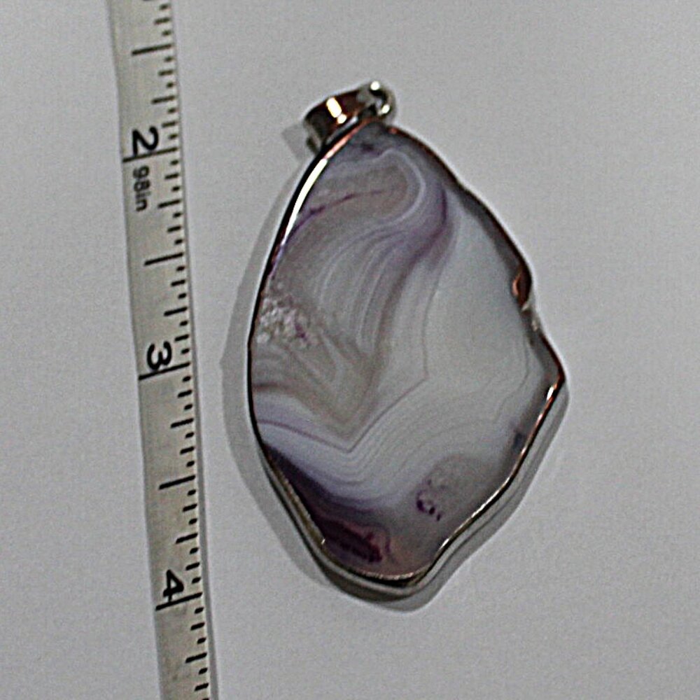 Lavendar Agate Pendant - Handmade - 2 1/2 Inches